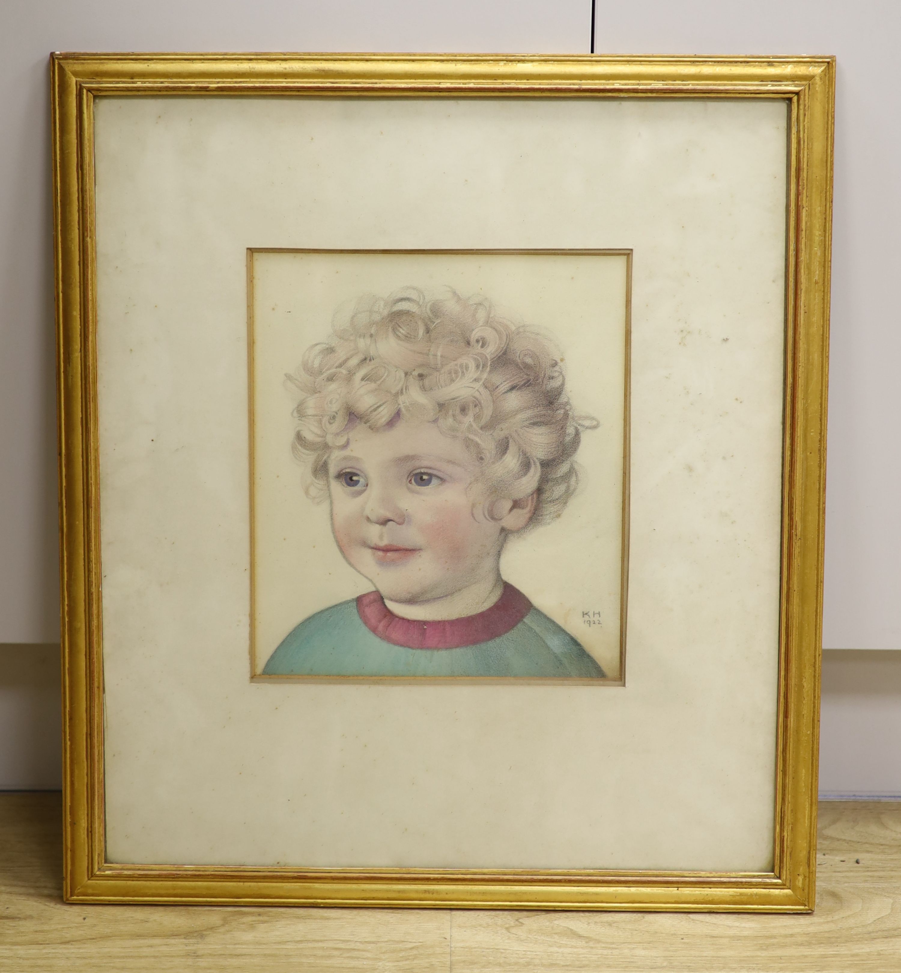 Keith Henderson (1883-1982), pencil and watercolour, Portrait of Jasper Ridley, Aged 2, initialled and dated 1922, 28 x 24cm